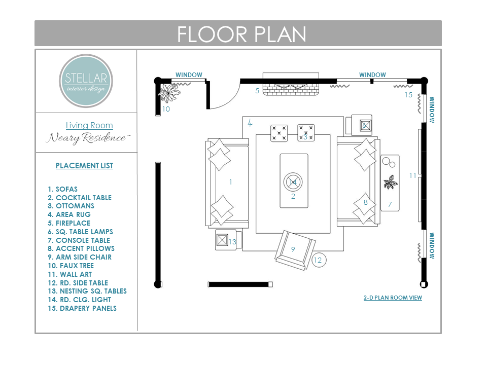 Floor Plans For Living Room E Design Client Stellar Interior Design